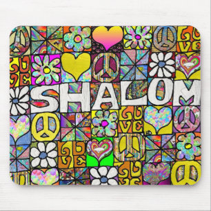 Retro 60s Psychedelic Shalom LOVE Mouse Pad