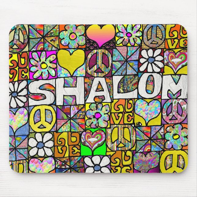 Retro 60s Psychedelic Shalom LOVE Mouse Pad (Front)