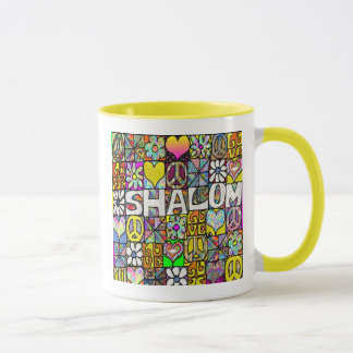 Retro 60s Psychedelic Shalom LOVE Mug
