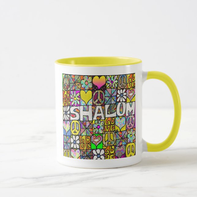 Retro 60s Psychedelic Shalom LOVE Mug (Right)