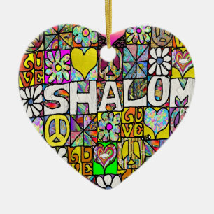Retro 60s Psychedelic Shalom LOVE Ornament