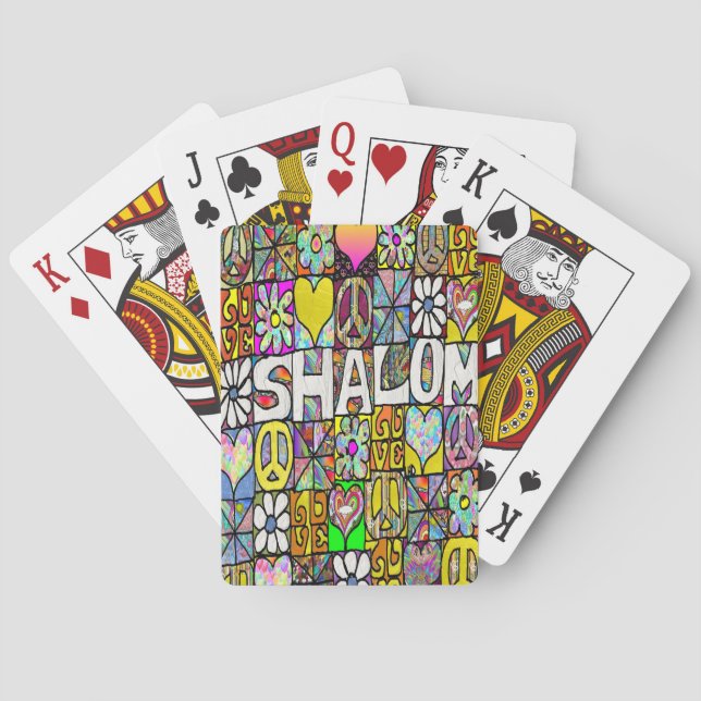 Retro 60s Psychedelic Shalom LOVE Playing Cards (Back)