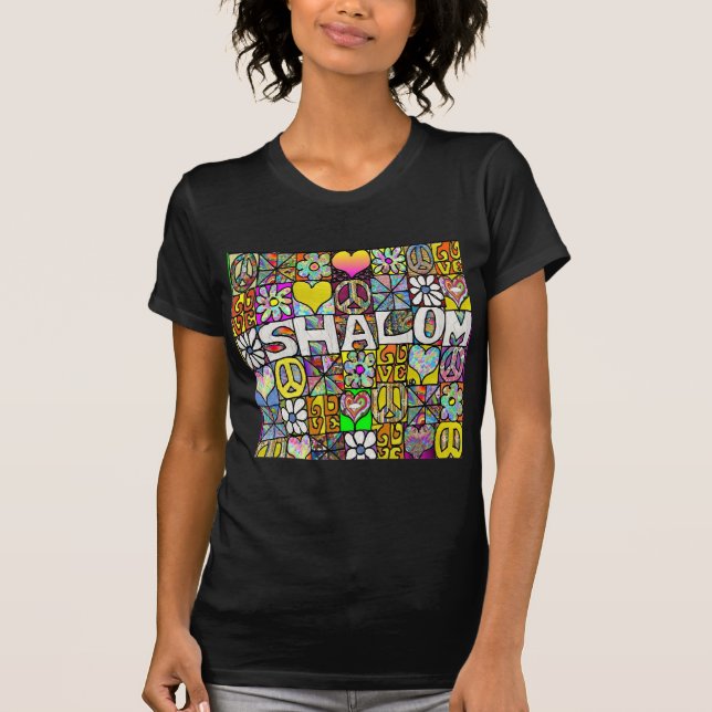 Retro 60s Psychedelic Shalom LOVE T-Shirt (Front)