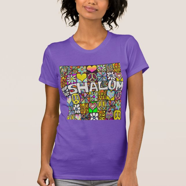 Retro 60s Psychedelic Shalom LOVE T-Shirt (Front)