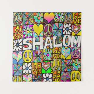 Retro 60s Psychedelic Shalom LOVE Tapestry