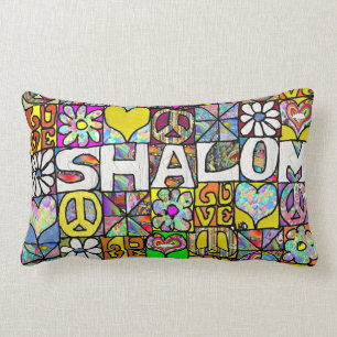 Retro 60s Psychedelic Shalom LOVE Throw Pillow