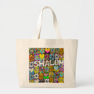 Retro 60s Psychedelic Shalom LOVE Tote Bag