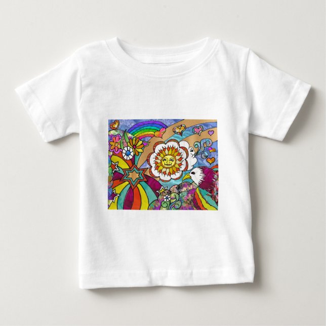 Retro 60s Psychedelic Sunshine Eagle Apparel Gifts Baby T-Shirt (Front)