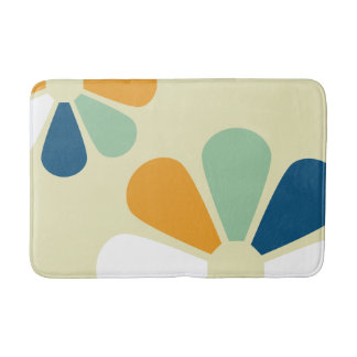 Retro 60s Style Flowers Bath Mat