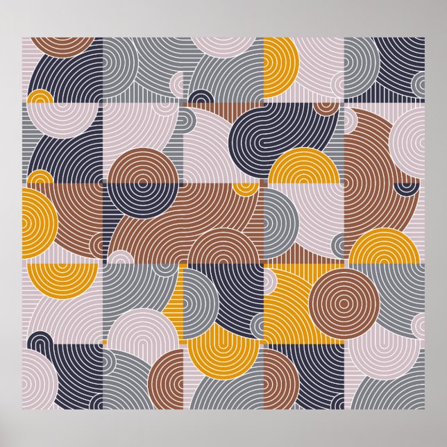 Retro 60s Tiles: Colourful Geometric Pattern Poster (Front)
