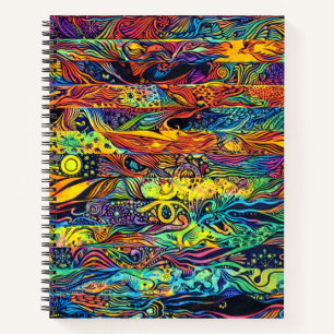 Retro 60's US American Flag Psychedelic Art Notebook