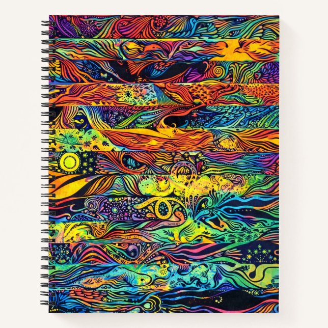 Retro 60's US American Flag Psychedelic Art Notebook (Front)