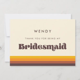 Retro 60s Vintage Bridesmaid Thank You Card