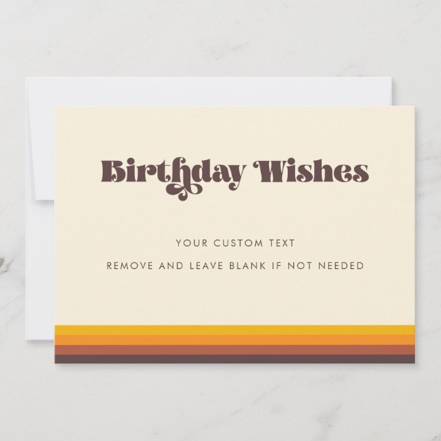 Retro 60s vintage colours Birthday Wishes card (Front)