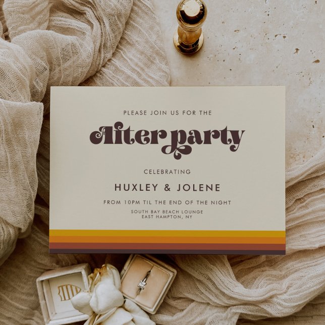 Retro 60s vintage colours wedding after party invitation (Creator Uploaded)
