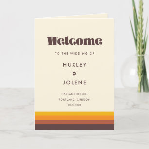 Retro 60s vintage colours wedding folded program