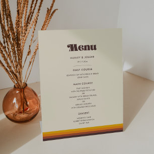 Retro 60s vintage colours wedding menu pedestal sign