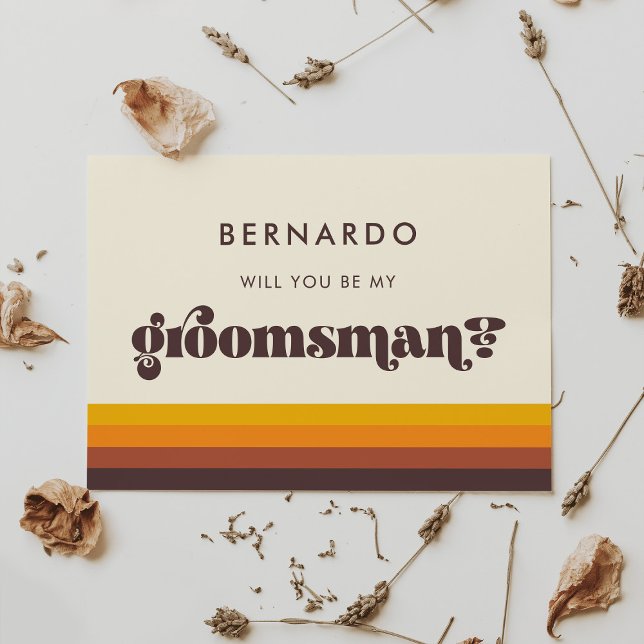 Retro 60s Vintage Groomsman Proposal Card (Creator Uploaded)