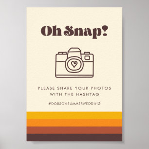 Retro 60s Vintage Oh Snap Wedding Hashtag Sign