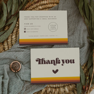 Retro 60s Vintage Thank You Package Insert Card