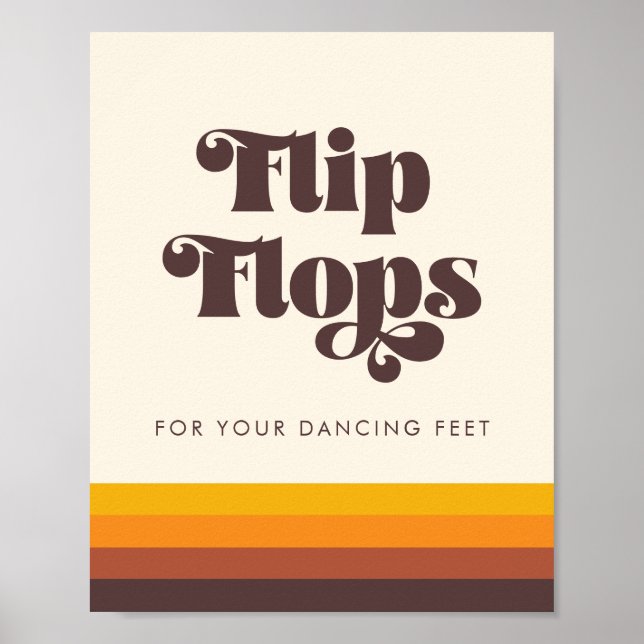 Retro 60s Vintage Wedding Flip Flops Sign (Front)