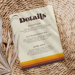 Retro 60s Vintage Wedding Guest Information Enclosure Card