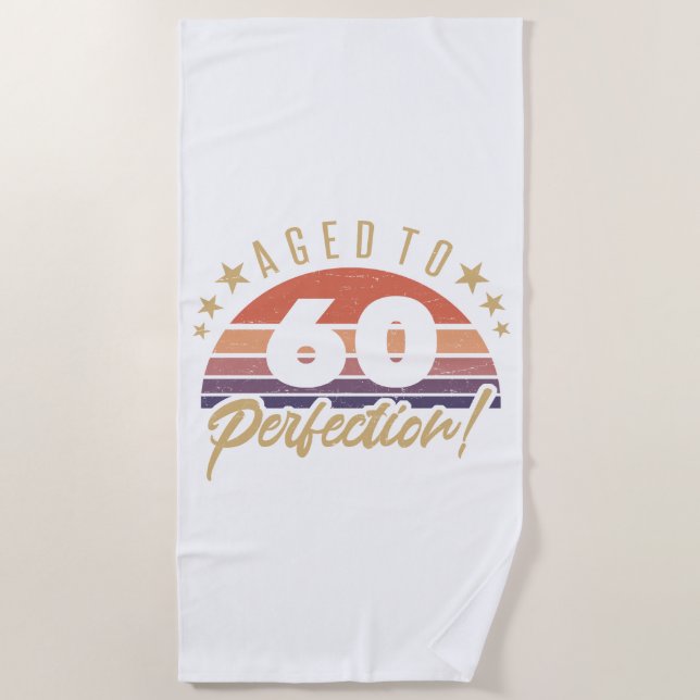 Retro 60th Birthday Humour Beach Towel (Front)