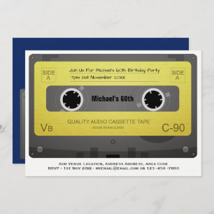 RETRO 60th Birthday MAN Invite Music Cassette 60s