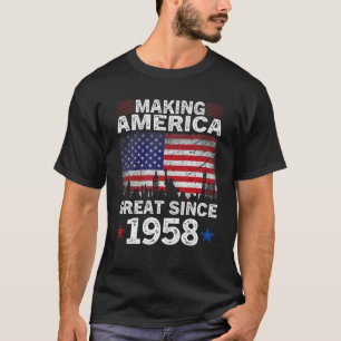 Retro 64Th Birthday USA Flag Making America Great T-Shirt