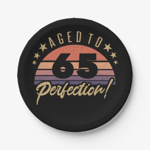 Retro 65th Birthday Humour Paper Plate