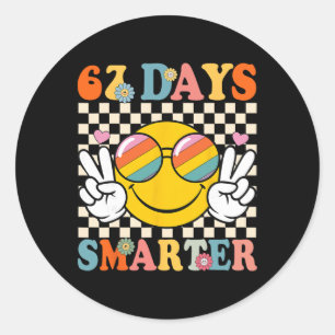 Retro 67 Days Smarter 67 Days Of School Groovy Tea Classic Round Sticker
