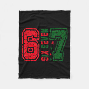 Retro 67 Funny Six Seven Meme 6 7 Number Christmas Fleece Blanket