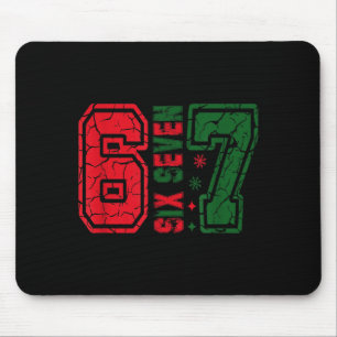 Retro 67 Funny Six Seven Meme 6 7 Number Christmas Mouse Pad