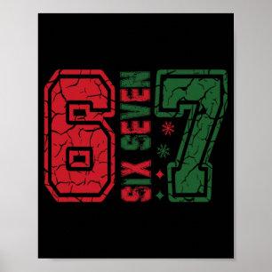 Retro 67 Funny Six Seven Meme 6 7 Number Christmas Poster