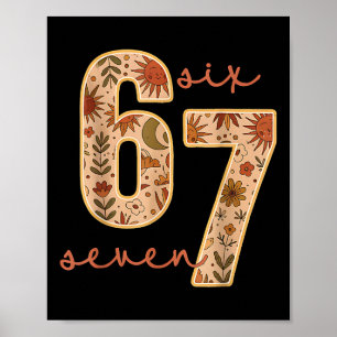 Retro 67 Six Seven Boho Floral Retro Moon Flowers Poster