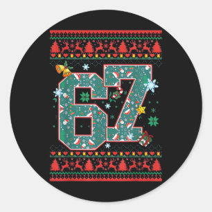 Retro 67 Six Seven Christmas Shirt Meme Classic Round Sticker