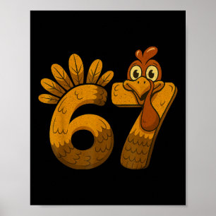 Retro 67 Turkey Funny Thanksgiving Autumn Design Poster