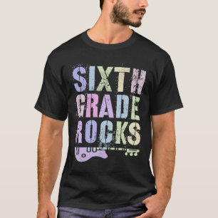 Retro 6th GRADE ROCKS Teacher Rockstar Squad Sixth T-Shirt