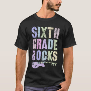 Retro 6th GRADE ROCKS Teacher Rockstar Squad Sixth T-Shirt