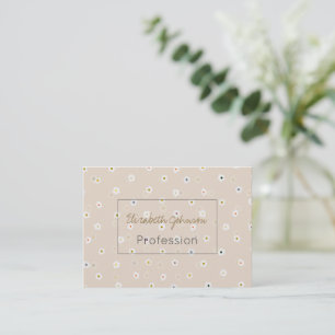 Retro 70’s White Daisy Flowers Boho Cream Design Business Card