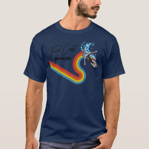 Retro 70s80s Style Rainbow Surfing Wave Third Coas T-Shirt