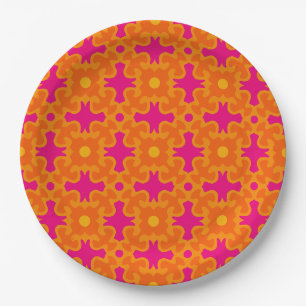 retro 70s 60s pattern style paper party plates
