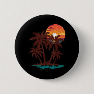 Retro 70s 80s Beach Sunset Palm Tree Summer Vibes 6 Cm Round Badge