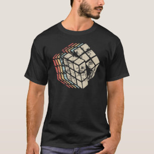 Retro 70s 80s Cuber Speed Cubing Math Puzzle Men T-Shirt