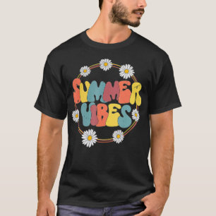 Retro 70s 80s Funny Summer Vibes Floral summer  T-Shirt