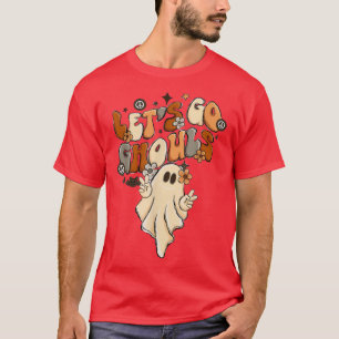 Retro 70s 80s Groovy Hippie Halloween Let's Go Gho T-Shirt