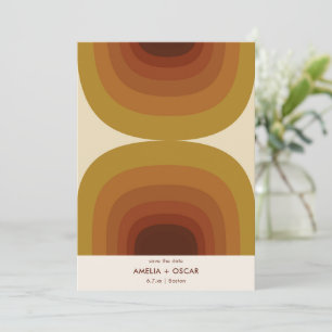 Retro 70s Abstract Arches Rust Terracotta Mustard Save The Date