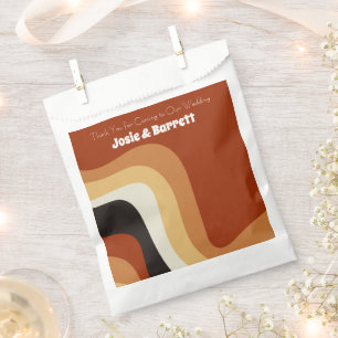 Retro 70s Abstract Burnt Orange Bohemian Wedding Favour Bag
