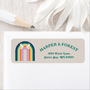 Retro 70s Arch Rainbow Return Address Label