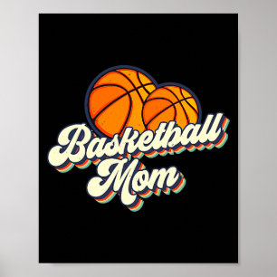 Retro 70s basketball mom cute player mama team spo poster